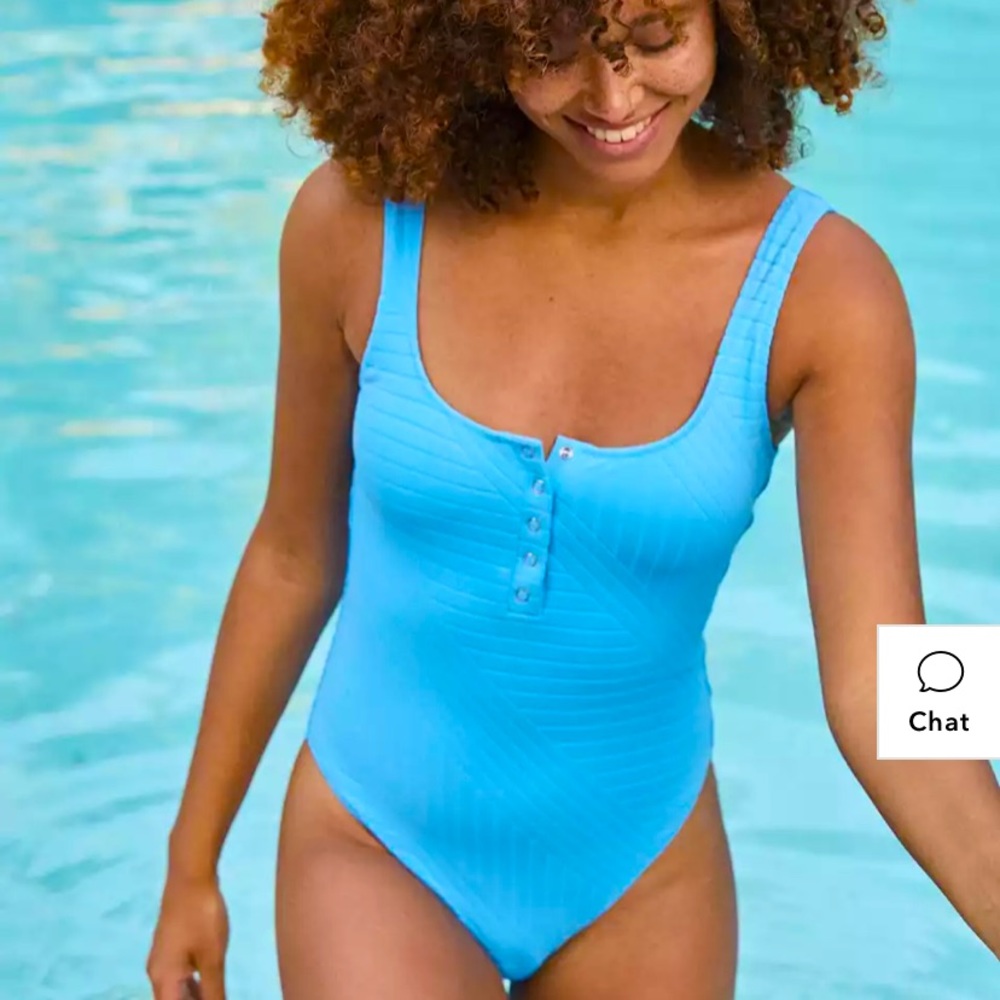 NWT Aerie XO Ribbed Henley One Piece Swimsuit